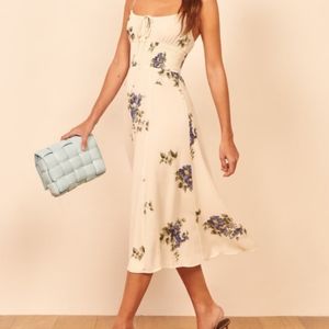 Reformation Bran dress in Macadamia print